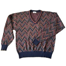 Vintage 90s Tricots St Raphael V Neck Pullover Sweater Multicolor - Men&#39;s L - $37.95