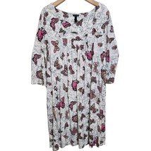 Soma Womens Medium Butterfly Print Longsleeve Nightgown Gown - $19.32