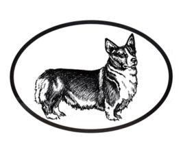 Welsh Pembroke Corgi Decal - Dog Breed Oval Vinyl Black &amp; White Window Sticker - £3.19 GBP