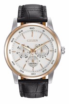 Citizen Eco-Drive Men&#39;s BU2016-00A Silver Dial Black Leather Strap Watch - £180.41 GBP