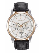 Citizen Eco-Drive Men&#39;s BU2016-00A Silver Dial Black Leather Strap Watch - £179.85 GBP