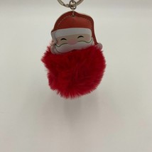 New Santa Claus Red Fur Ball Pompom Keychain Bag Tag Christmas Holidays Puffy - £4.45 GBP