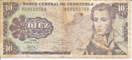 Venezuela  Note 10 Bolivares  January 1981  Cir. Commemorative Banknote ... - $7.91