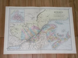 1891 Map Of Quebec New Brunswick Prince Edward Island Nova Scotia Canada - $27.47