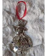 Lenox Sparkle and Scroll Clear Crystals Snowman Ornament SilverPlated - $172.51 MXN
