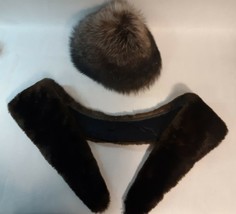 Vintage 60&#39;s Fur Collar and Dome Hat Mod Chic Upcycled Fur Mink Raccoon ... - £71.24 GBP