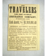 1872 Ad The Travelers Life and Accident Insurance Company, Hartford, Ct.... - $12.33 CAD