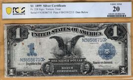 $1 Series 1899 Friedberg 228 Black Eagle Silver Certificates PCGS Very Fine 20 - £299.06 GBP