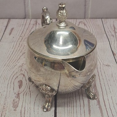 VTG Taunton Silversmiths Silver Plated Footed  Creamer With Lid, Lion Mark Item image 2