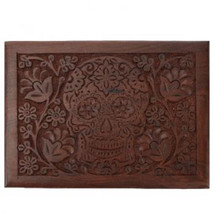 Sugar Skull Wood Engraved Secret Stash Jewelry Trinket Box 7X5&quot; Day of the Dead - £19.66 GBP