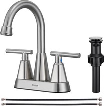 Bathroom Sink Faucet, Brushed Nickel 4 Inch Bathroom Faucets For Sink 3 Hole - £29.16 GBP