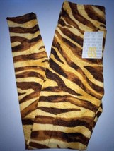 NEW LuLaRoe OS One Size (2-10) Brown Gold Black Zebra Stripes Animal Leg... - £22.15 GBP