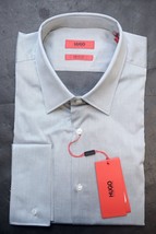 HUGO BOSS Hombre George Corte Normal Puño Francés Fácil Hierro Camisa 37 14.5 - £55.16 GBP