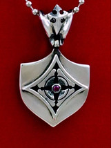 SK Sterling Silver MYSTIC SHIELD Pendant with Stone  for Men and Women.  - £107.66 GBP