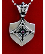 SK Sterling Silver MYSTIC SHIELD Pendant with Stone  for Men and Women.  - $135.00