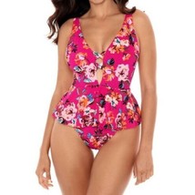 Skinny Dippers HOT HOUSE PINK Too Too Plunge Skirt One Piece Swimsuit Small New - £64.24 GBP