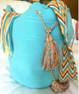TURQUOISE WAYUU MOCHILA COLUMBIAN BAG MEDIUM - $1,370.78 MXN