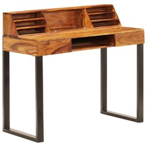 vidaXL Solid Wood Sheesham Writing Desk - Brown Vintage Rectangular Wooden - $250.99