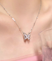 New elegant temperament pink diamond hollowed-out butterfly collarbone c... - $19.80