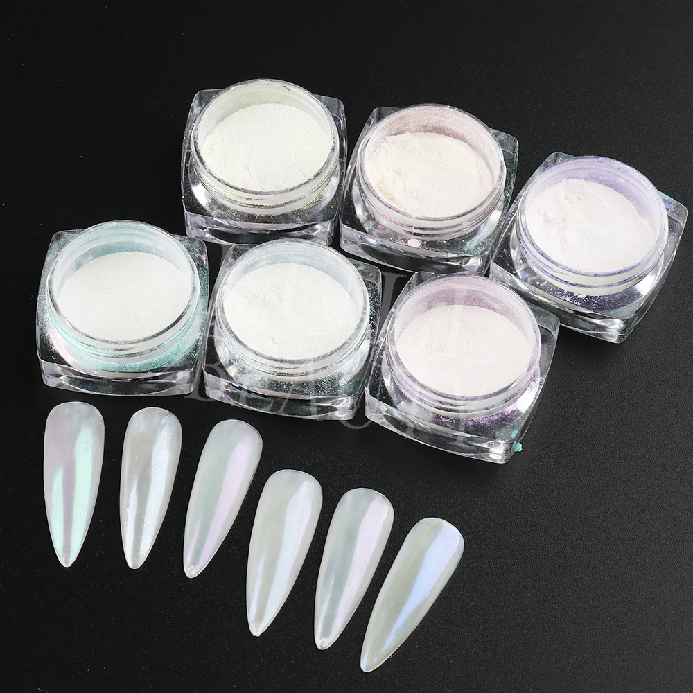 Play 1Box Pearl Nail Powder Shimmer Rubbing Dust Mother Of Pearl Nail Art Aurora - £23.17 GBP