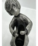 Hudson Pewter - SIGNED Walli Ortman Young Boy Hugging Taper Candle Holde... - £43.83 GBP