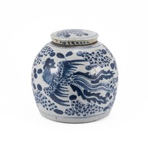Blue &amp; White Vintage Ming Jar Phoenix Motif - Small - £143.21 GBP