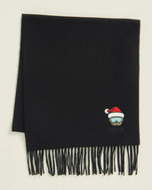 ️ MOSCHINO Lambs Wool Holiday Teddy Ski Wide Scarf, Black,  New with Tag - £43.07 GBP