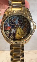 DISNEY ACCUTIME BEAUTY AND THE BEAST STAINED GLASS WRIST WATCH PN2012 - £36.81 GBP