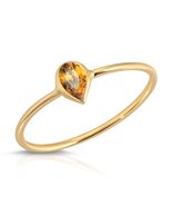 14K SOLID GOLD RING WITH NATURAL PEAR SHAPE BEZEL SET CITRINE - $268.28