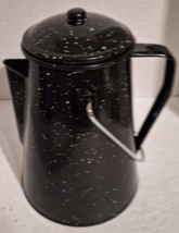 Vintage Black &amp; White Speckled Enamelware Graniteware Cowboy Style Coffe... - $26.19