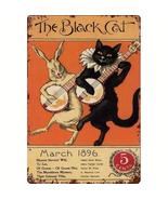 1896 The Black Cat And Rabbit Playing Banjo Metal Tin Sign Vintage Plaqu... - £11.00 GBP