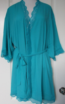 INC Satin Teal (Sea Isle) robe with lace details size XL 3/4 Sleeve - $20.69