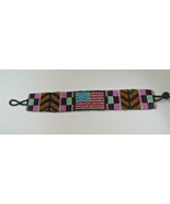 Vintage Woven Multi-color USA Flag Seed Bead Bracelet Amber/Black Arrow 8&quot; - $48.07 CAD