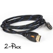 2pc HDMI to HDMI Cable 3 feet w/Premium Protective Nylon Braid,Ethernet,3D,Audio - £19.65 GBP