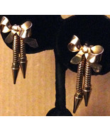 Vintage 1940s 12 Karat Gold Filled Tied Ribbon Bow Graduated Chain Earrings - €36,85 EUR