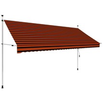 Retractable Awning Orange and brown Polyester with PU coating, steel - $4,329.95 MXN