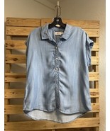 Vineyard Vine Blue 100% Lyocell Chambray Cuff Sleeve Top Size 4 BBL JD - €6,77 EUR