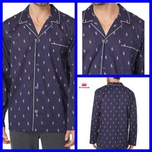 Men&#39;s Polo Ralph Lauren Navy Blue 100% Cotton Woven Long Sleeve Pajamas Shirt XL - £29.13 GBP