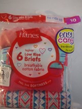 Hanes Girls&#39; Cotton Brief 6-Pack Assorted, Size 10 Tagless, New Sealed 7372 - $8.91