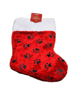 Nortlight Plush Paw Black Plush Design Red Stocking 14” Christmas Home - $20.64 CAD