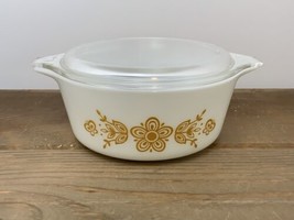 Vtg Pyrex 472B Cinderella Casserole &amp; Lid Butterfly Gold White Dish 1.5 ... - £26.76 GBP