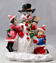 Children Building Frosty Like Snowman Christmas Village Accessory Figurine 3.5&quot; - £3.02 GBP