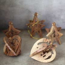 5 Large Olive Wood Christmas Tree Ornament set, Set of 10 Pieces, The Holy Land, - £27.37 GBP