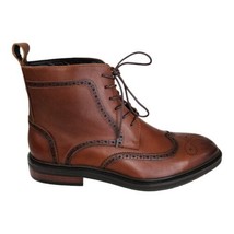 Express Brown Wingtip Dress Boots Men&#39;s Size 10 Genuine Leather Ankle La... - £92.66 GBP