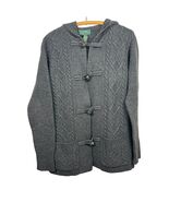 Lauren Ralph Lauren Petite Cable Knit Toggle Hooded Cardigan Sweater Gra... - $35.00