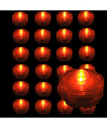 24pk ORANGE LED Submersible Floral Decor FALL Vase centerpiece Tea Light... - $34.99