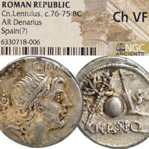Genius Male head / Globe, Rudder. Cornelia 54. NGC Choice VF 76 BC Roman Coin - £291.97 GBP