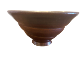 Bowl Pottery Conical Shape Marked 7 Inch Diameter 4.25 Inches Tall Glazed Brown - £28.62 GBP