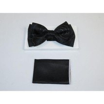 Men Formal Award Bow Tie Hankie Insomnia by Manzini Floral MZS303 Black Gold image 2