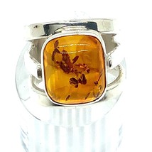 Sterling Silver Signed 925 Dominique Dinouart Designs Amber Ring sz 8 1/4 - £51.42 GBP